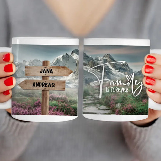 Personalisierte Wegweiser Tasse mit euren Namen