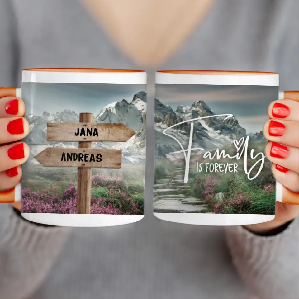 Personalisierte Wegweiser Tasse mit euren Namen