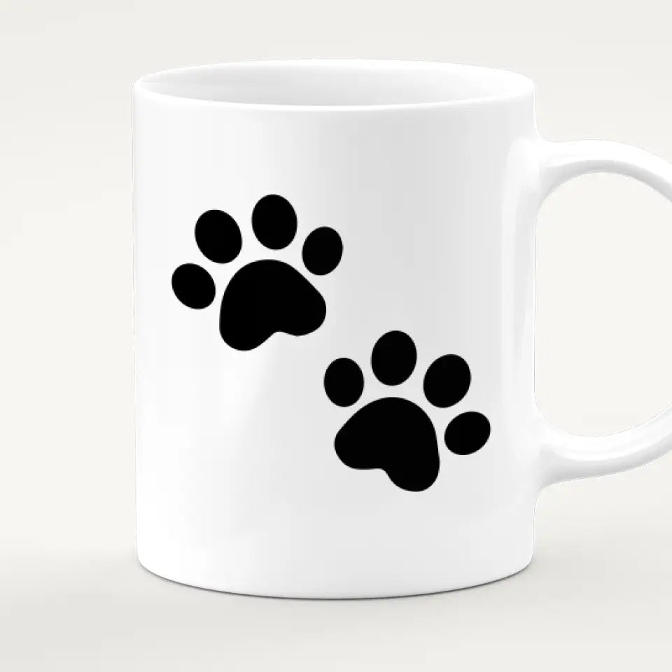 Personalisierte Tasse mit Hund/Katze/Frau (1 Hunde + 1 Katze + 1 Frau)