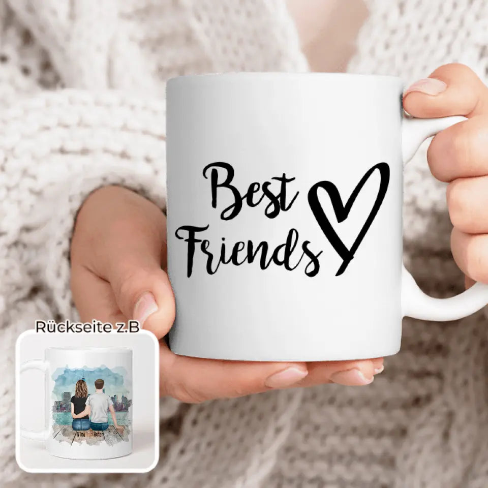 Personalisierte Tasse - Beste Freunde (1 Frau + 1 Mann)