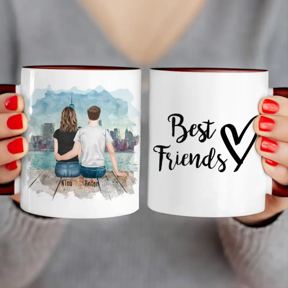 Personalisierte Tasse - Beste Freunde (1 Frau + 1 Mann)