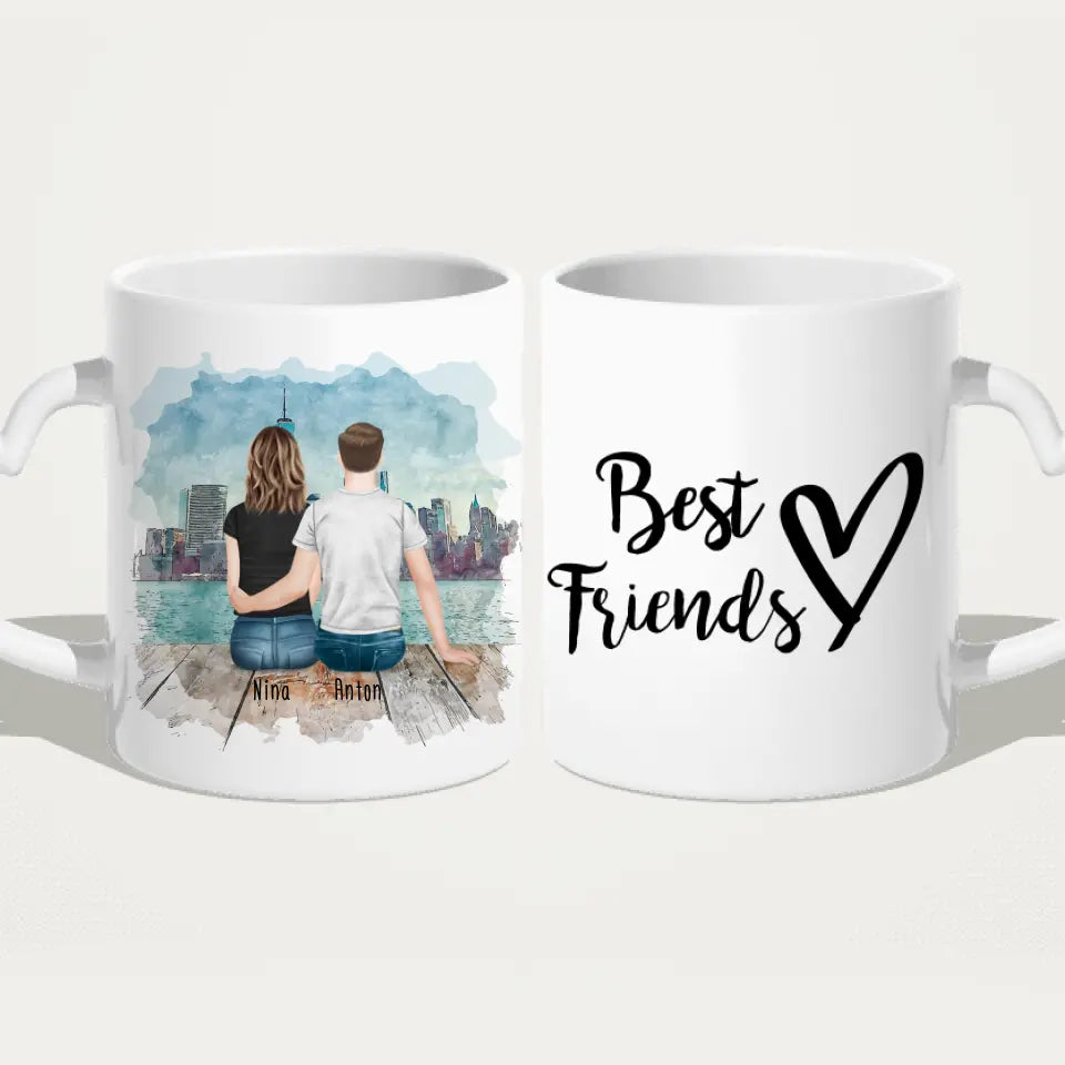 Personalisierte Tasse - Beste Freunde (1 Frau + 1 Mann)