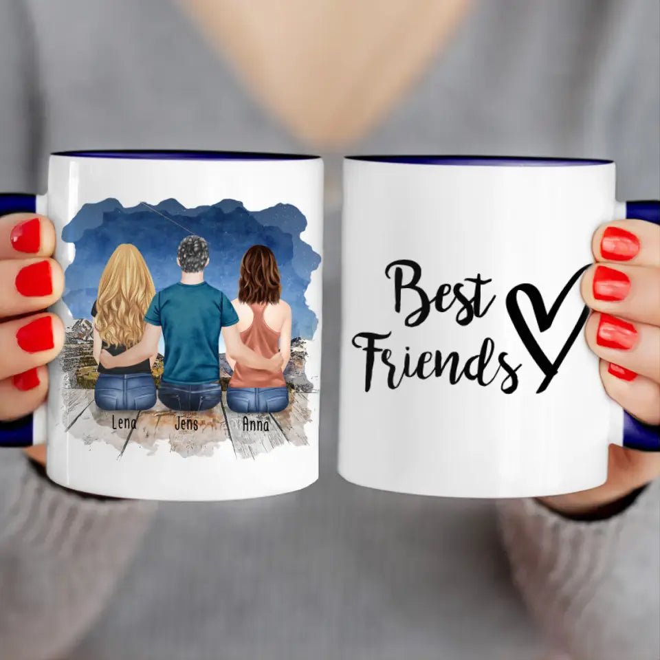 Personalisierte Tasse - Beste Freunde (2 Frauen + 1 Mann)