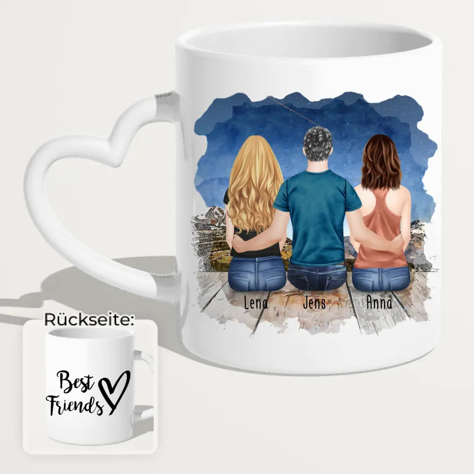 Personalisierte Tasse - Beste Freunde (2 Frauen + 1 Mann)