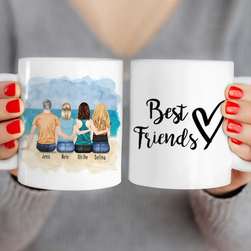 Personalisierte Tasse - Beste Freunde (3 Frauen + 1 Mann)