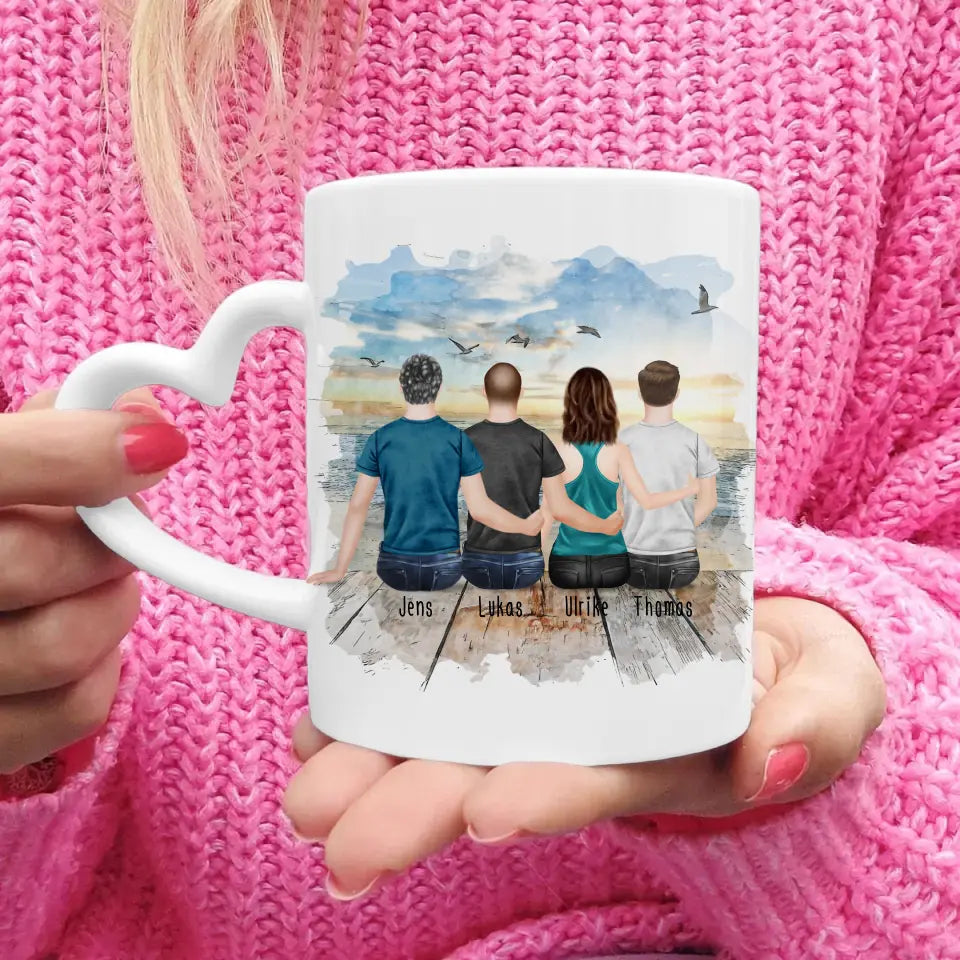 Personalisierte Tasse - Beste Freunde (1 Frau + 3 Männer)