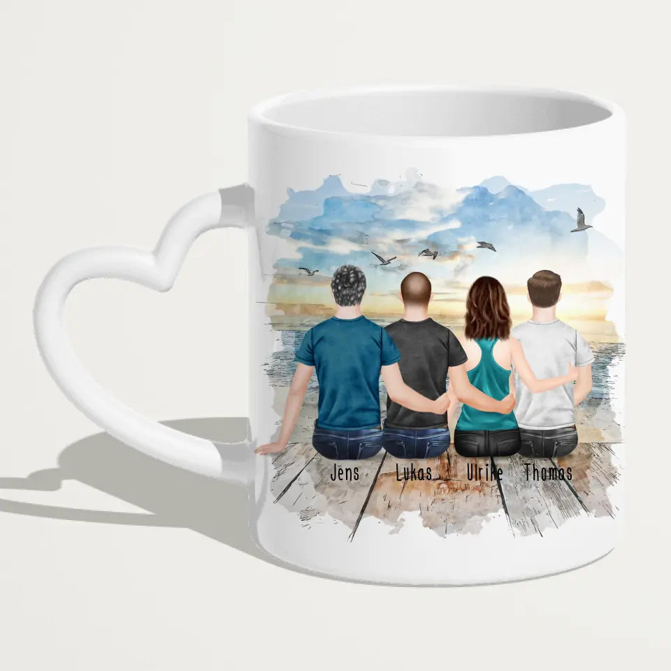 Personalisierte Tasse - Beste Freunde (1 Frau + 3 Männer)