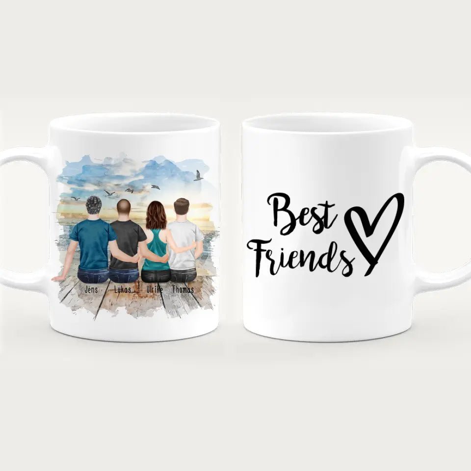 Personalisierte Tasse - Beste Freunde (1 Frau + 3 Männer)