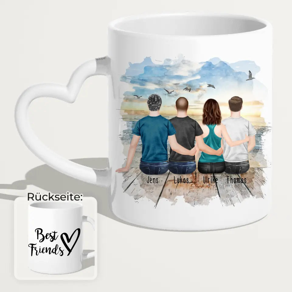 Personalisierte Tasse - Beste Freunde (1 Frau + 3 Männer)