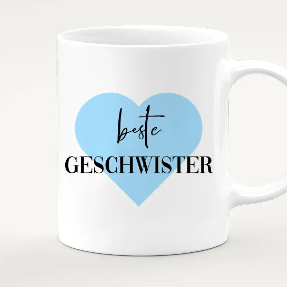 Personalisierte Tasse mit Bruder/Schwester (3 Schwestern + 2 Brüder)