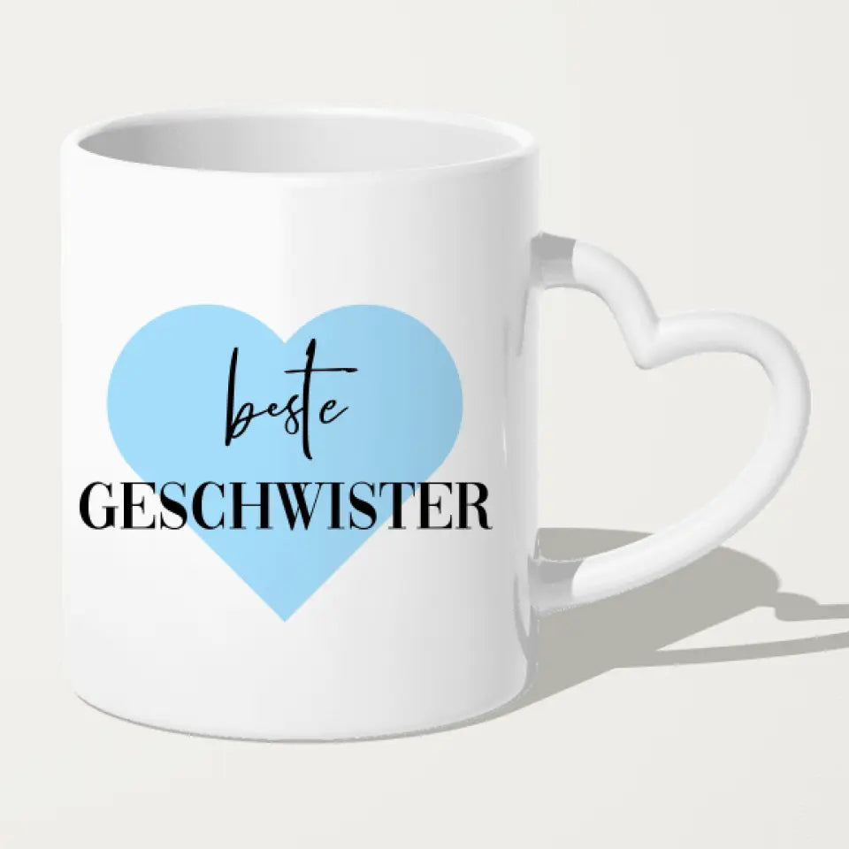 Personalisierte Tasse mit Bruder/Schwester (3 Schwestern + 2 Brüder)