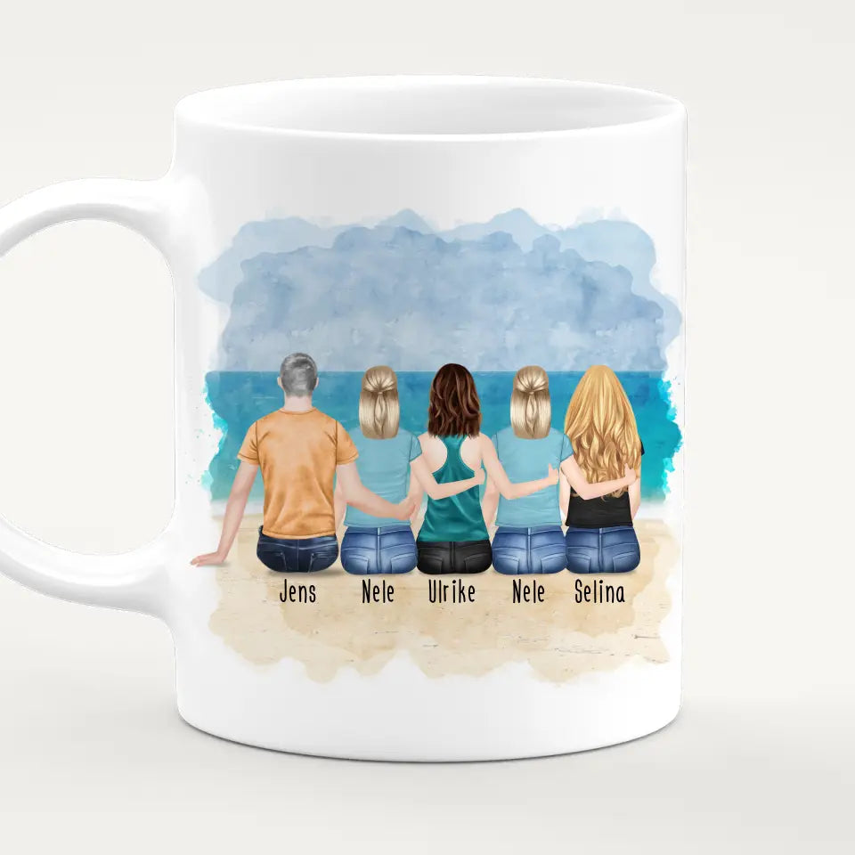 Personalisierte Tasse mit Bruder/Schwester (4 Schwestern + 1 Bruder)