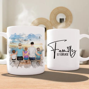 Personalisierte Tasse mit Familie (3 Kinder/Babys)