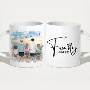 Personalisierte Tasse mit Familie (3 Kinder/Babys)