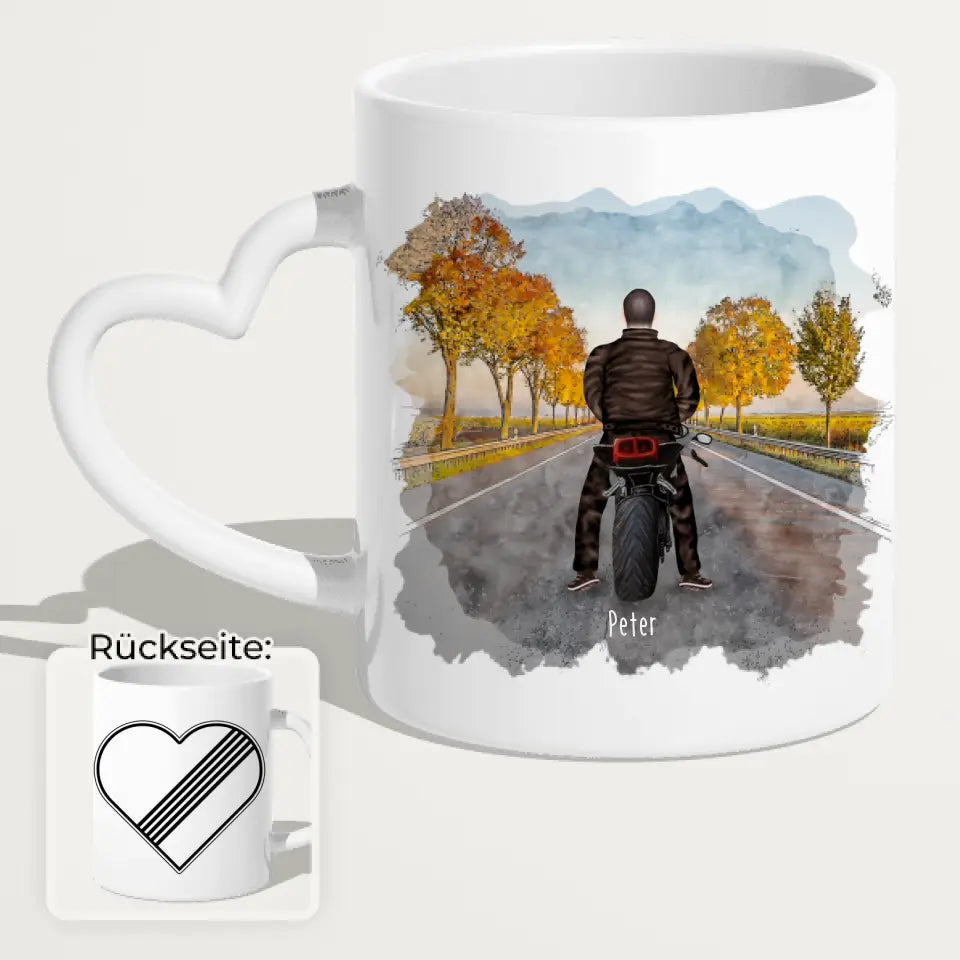 Personalisierte Tasse mit 1-2 Motorradfahrern (Mann oder Frau)