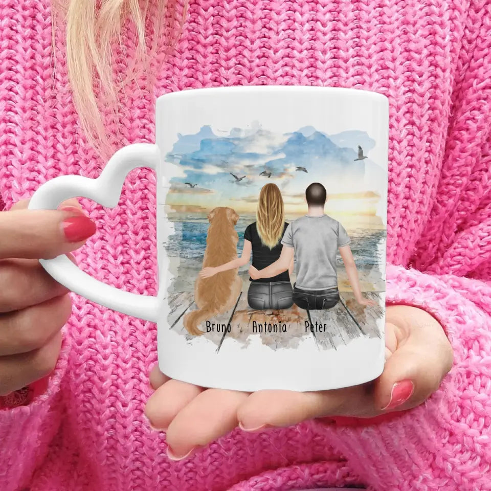 Personalisierte Tasse mit Pärchen und 1 Hund