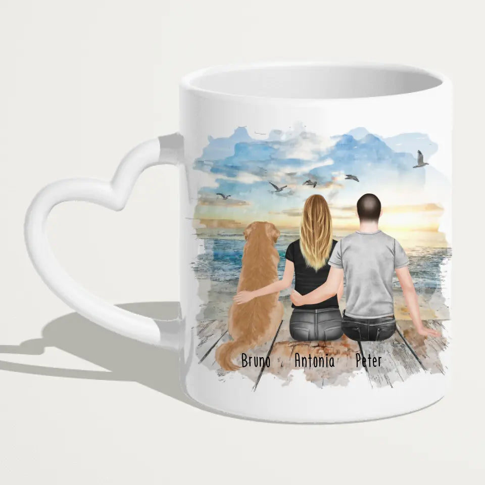 Personalisierte Tasse mit Pärchen und 1 Hund