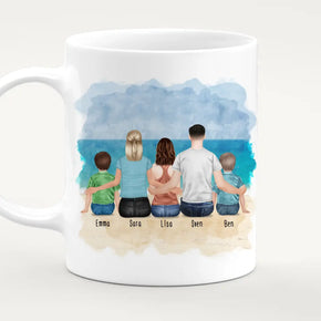 Personalisierte Tasse mit Familie (2 Kinder + 1 Teenanger)