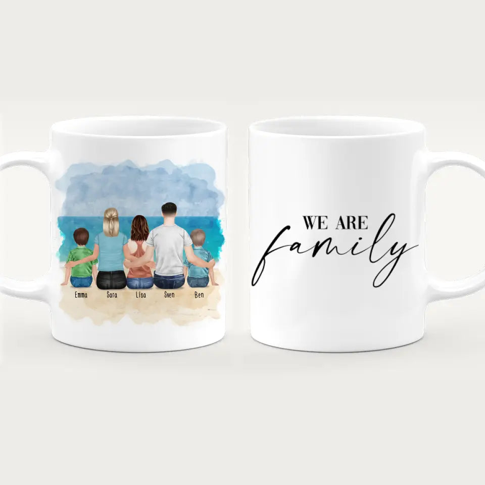 Personalisierte Tasse mit Familie (2 Kinder + 1 Teenanger)