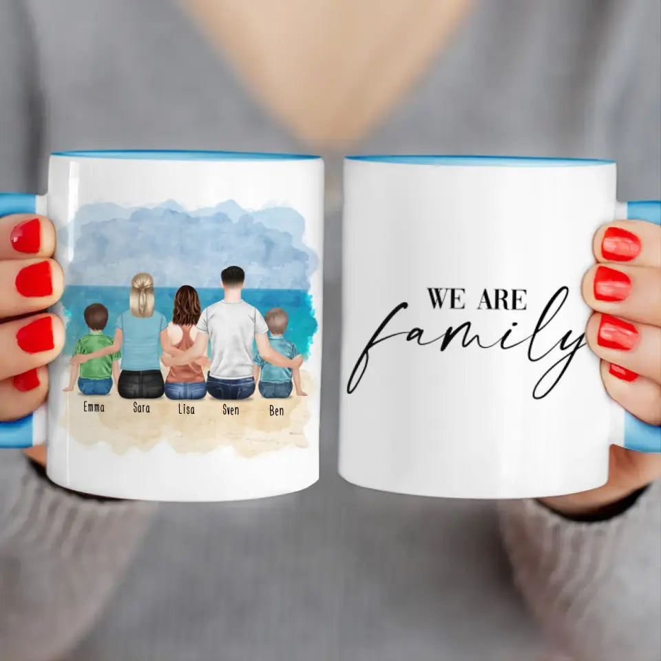 Personalisierte Tasse mit Familie (2 Kinder + 1 Teenanger)