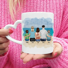 Personalisierte Tasse mit Familie (2 Kinder + 1 Teenanger)