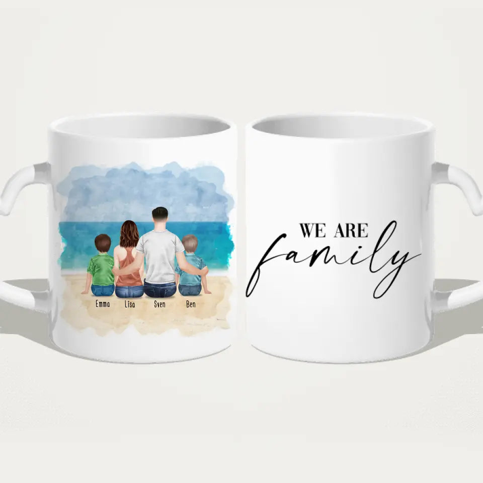 Personalisierte Tasse mit Vater (2 Kinder + 1 Teenangerin)