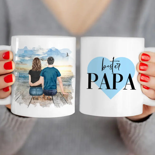 Personalisierte Tasse mit Vater/Tochter (1 Tochter)