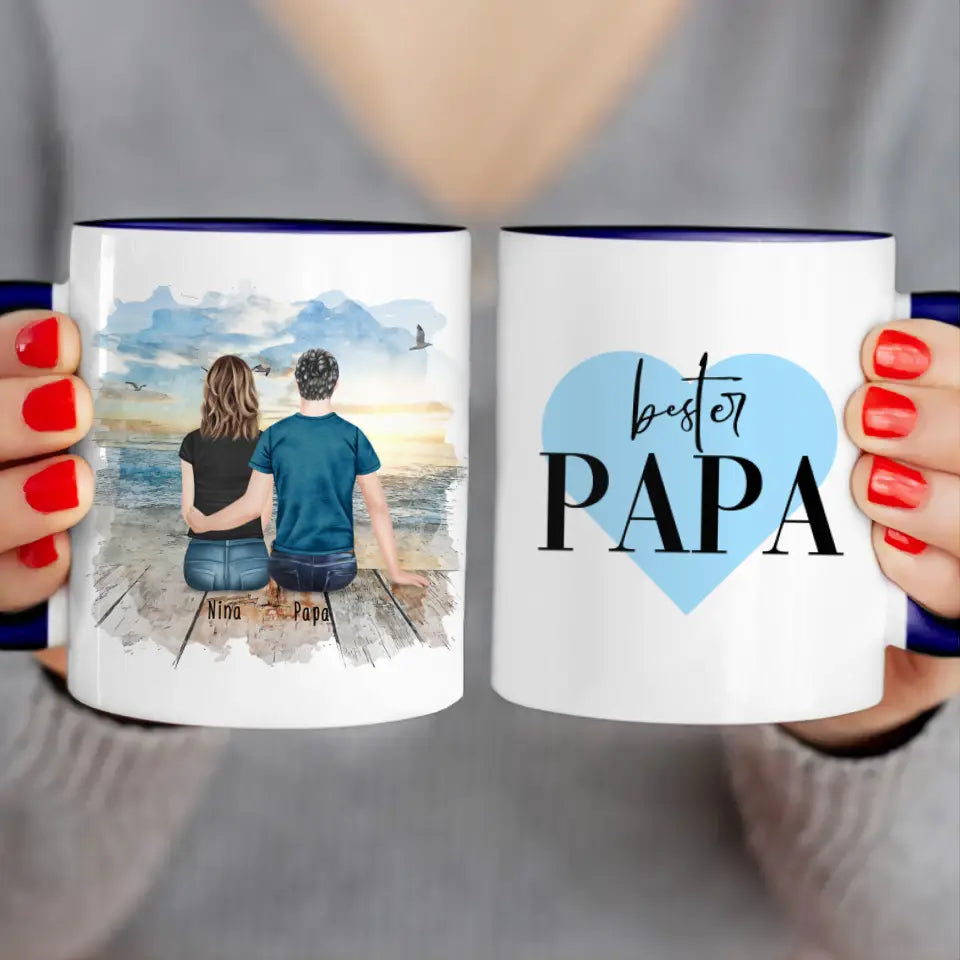 Personalisierte Tasse mit Vater/Tochter (1 Tochter)