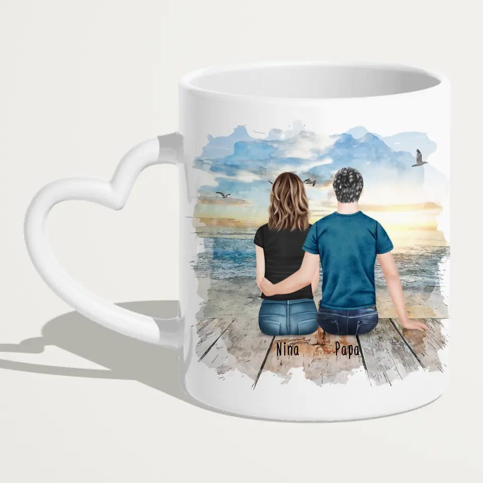 Personalisierte Tasse mit Vater/Tochter (1 Tochter)