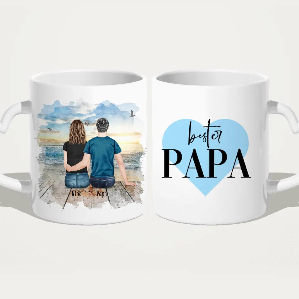 Personalisierte Tasse mit Vater/Tochter (1 Tochter)