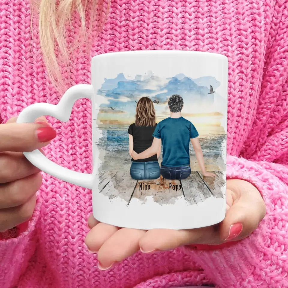 Personalisierte Tasse mit Vater/Tochter (1 Tochter)