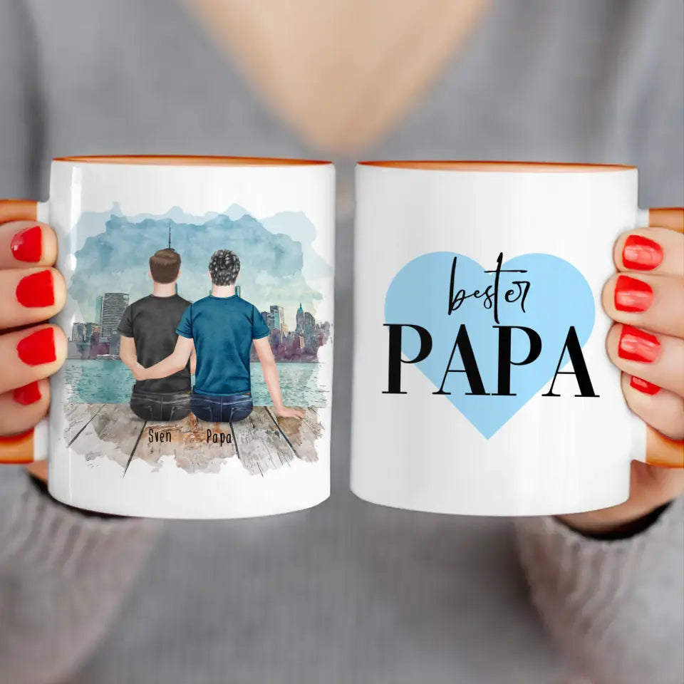 Personalisierte Tasse mit Vater/Sohn (1 Sohn)