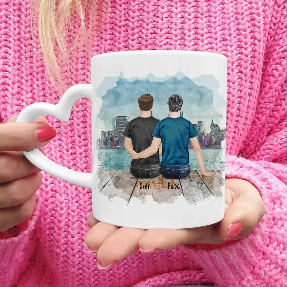 Personalisierte Tasse mit Vater/Sohn (1 Sohn)