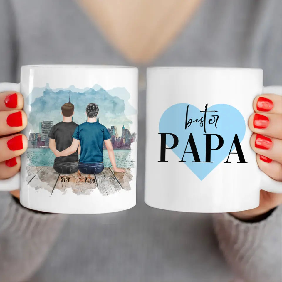 Personalisierte Tasse mit Vater/Sohn (1 Sohn)