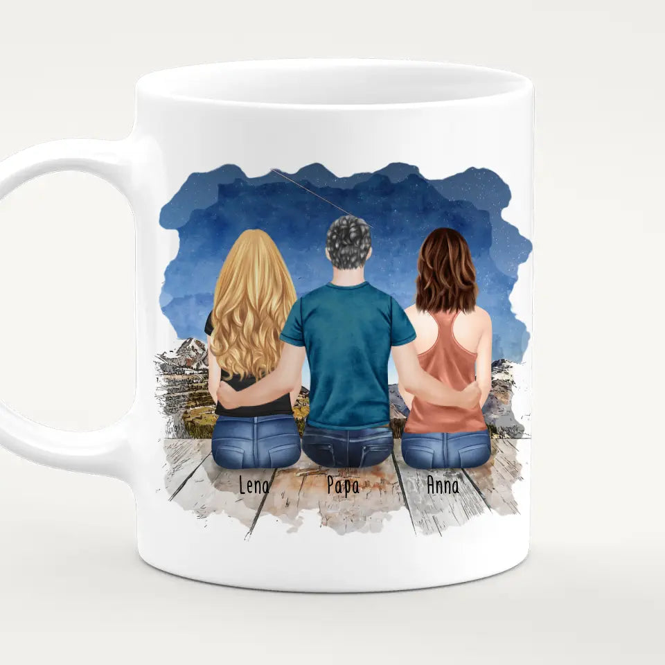 Personalisierte Tasse mit Vater/Tochter (2 Töchter)