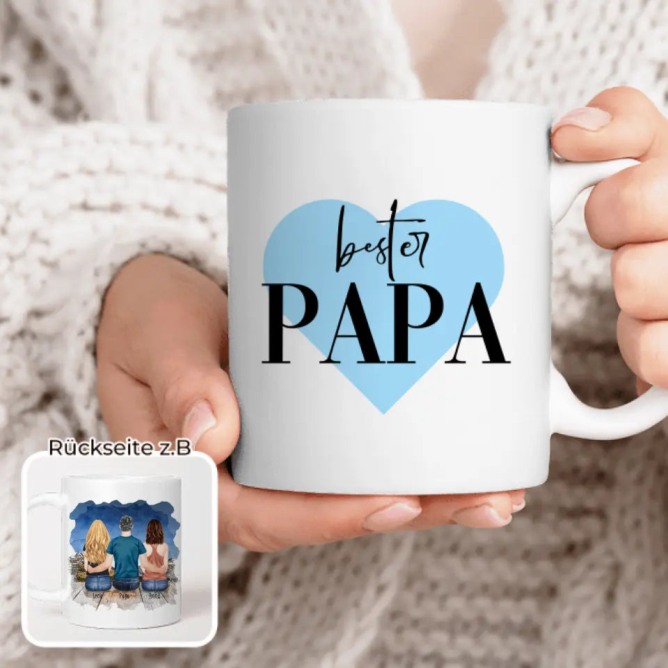 Personalisierte Tasse mit Vater/Tochter (2 Töchter)