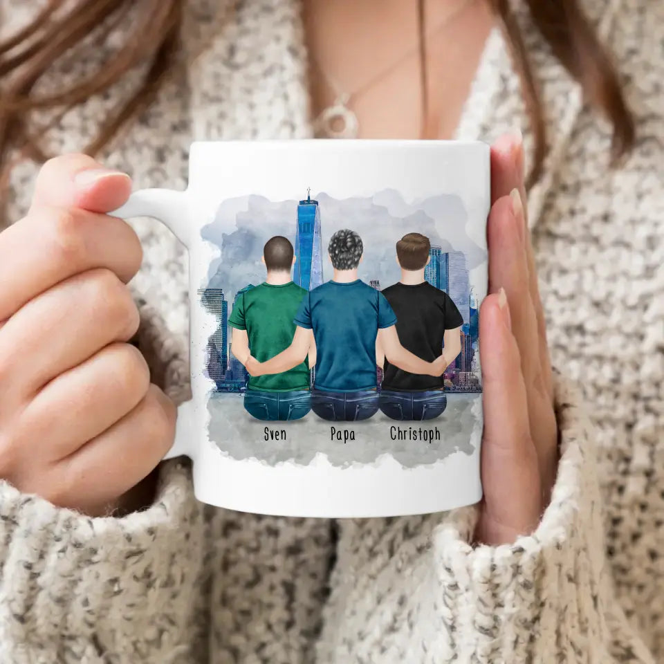 Personalisierte Tasse mit Vater/Sohn (2 Söhne)