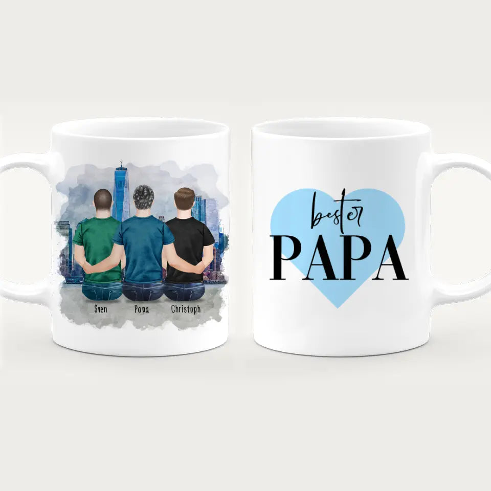 Personalisierte Tasse mit Vater/Sohn (2 Söhne)