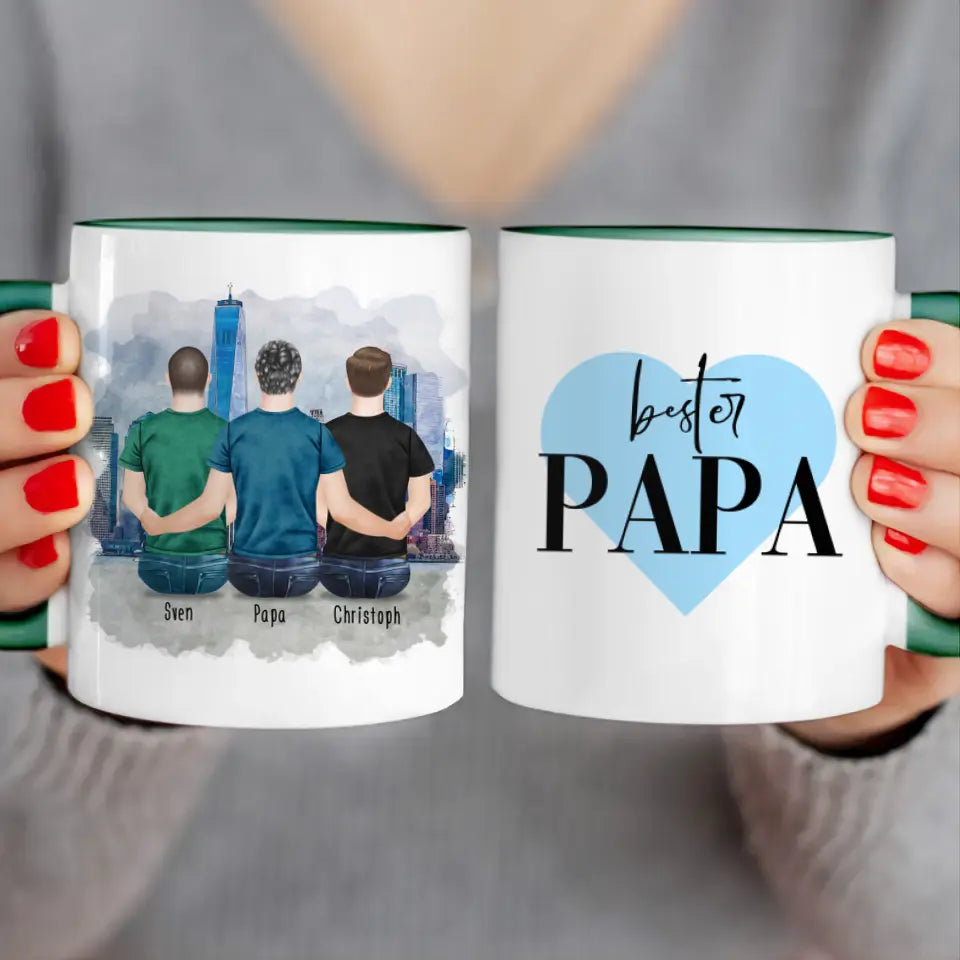 Personalisierte Tasse mit Vater/Sohn (2 Söhne)