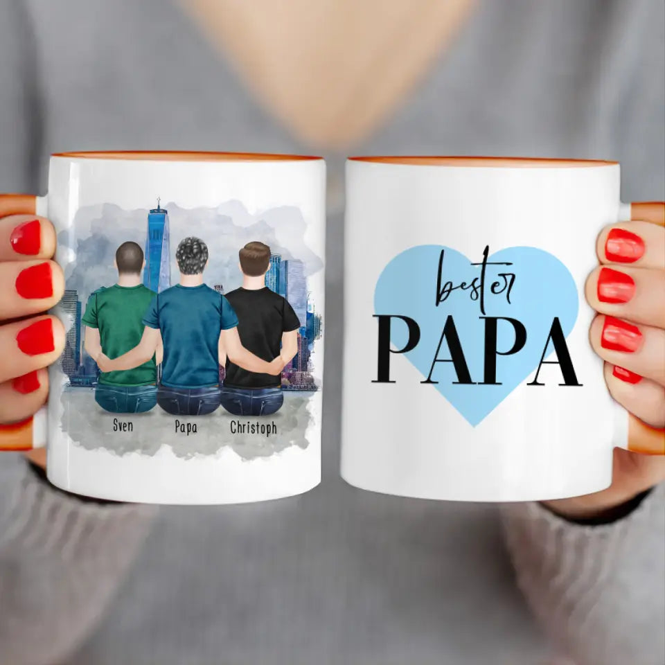 Personalisierte Tasse mit Vater/Sohn (2 Söhne)