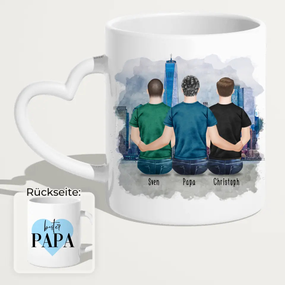 Personalisierte Tasse mit Vater/Sohn (2 Söhne)