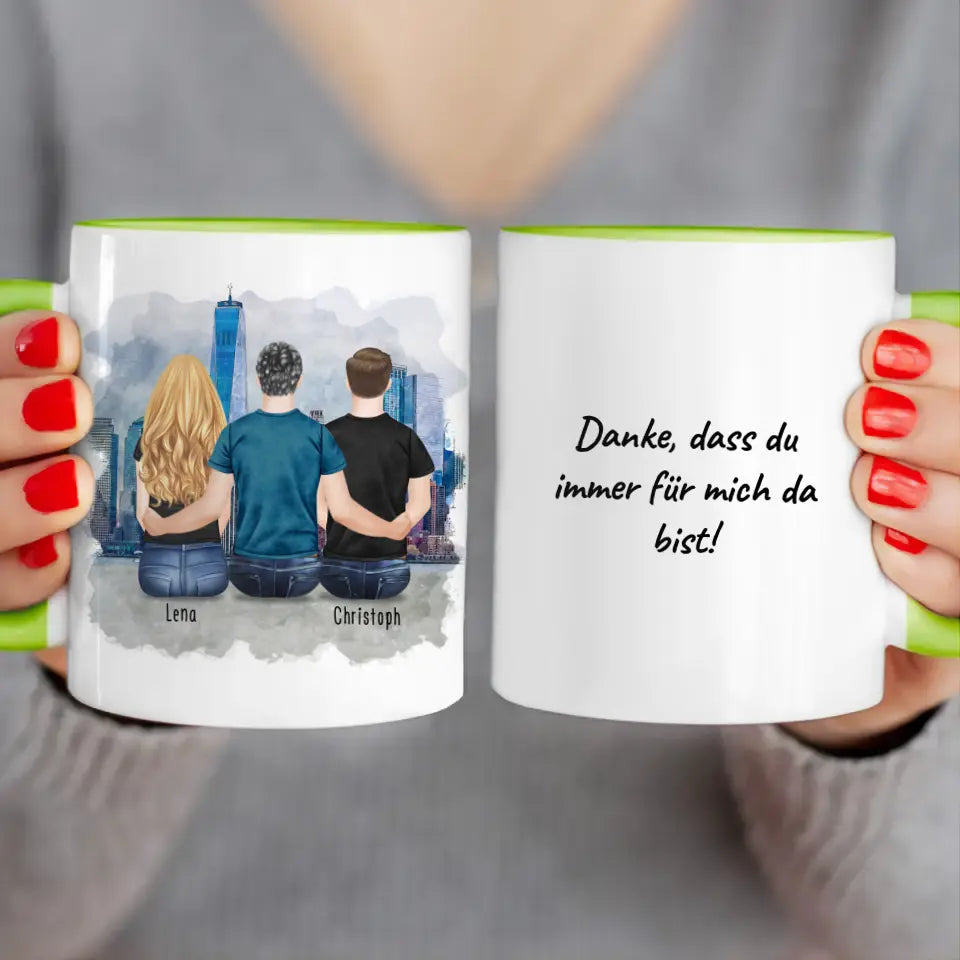 Personalisierte Tasse mit Vater/Tochter/Sohn (1 Tochter + 1 Sohn)