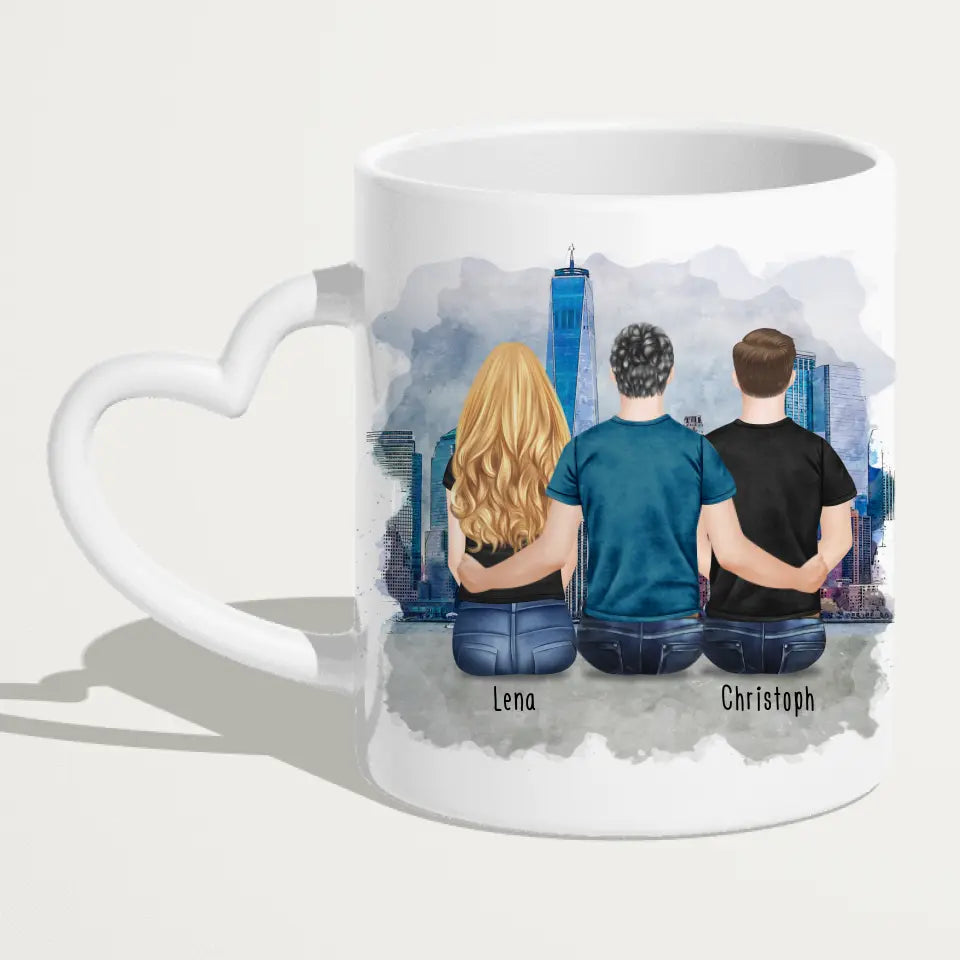 Personalisierte Tasse mit Vater/Tochter/Sohn (1 Tochter + 1 Sohn)