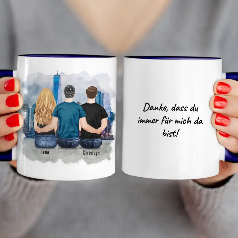 Personalisierte Tasse mit Vater/Tochter/Sohn (1 Tochter + 1 Sohn)