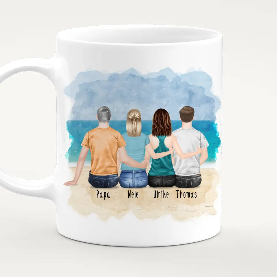 Personalisierte Tasse mit Vater/Tochter/Sohn (2 Töchter + 1 Sohn)