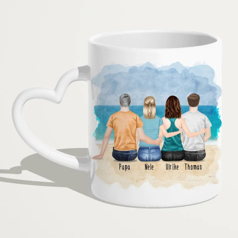 Personalisierte Tasse mit Vater/Tochter/Sohn (2 Töchter + 1 Sohn)