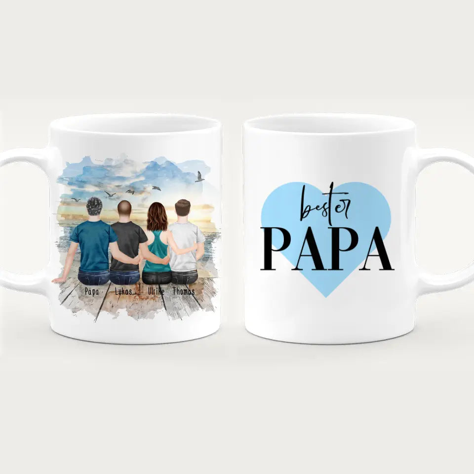 Personalisierte Tasse mit Vater/Tochter/Sohn (1 Tochter + 2 Söhne)