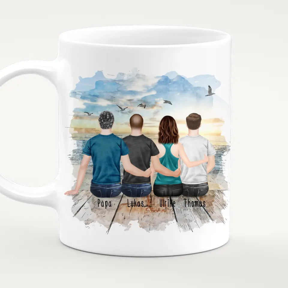 Personalisierte Tasse mit Vater/Tochter/Sohn (1 Tochter + 2 Söhne)