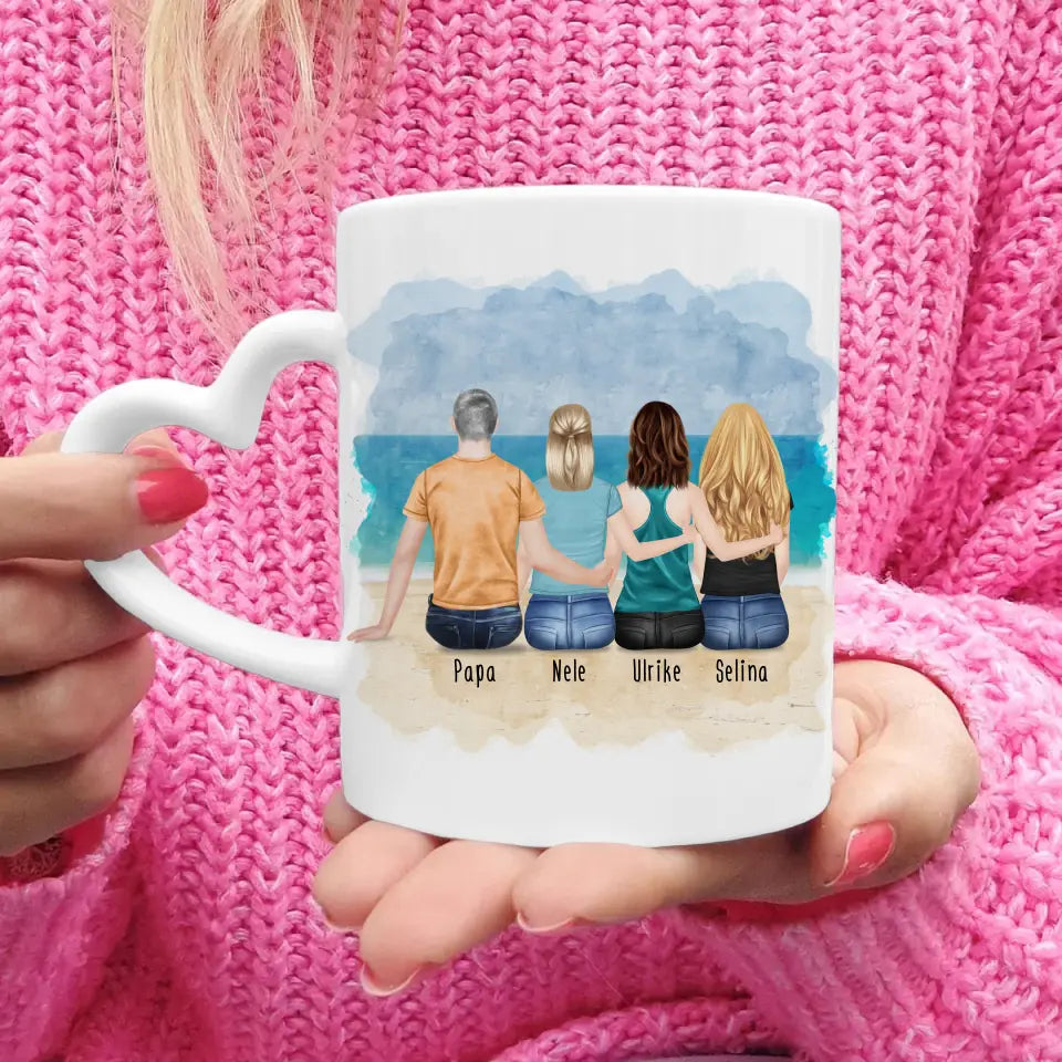 Personalisierte Tasse mit Vater/Tochter (3 Töchter)