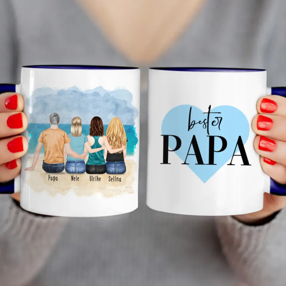 Personalisierte Tasse mit Vater/Tochter (3 Töchter)